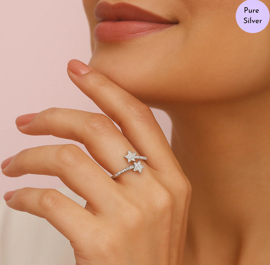 Stardust Whisper Rhodium Plated 925 Sterling Silver Ring