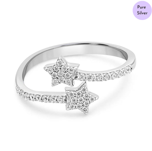 Stardust Whisper Rhodium Plated 925 Sterling Silver Ring