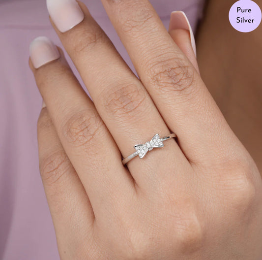 Glimmering Grace Rhodium Plated 925 Sterling Silver Ring