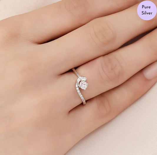 Glint Curve Rhodium Plated 925 Sterling Silver Ring