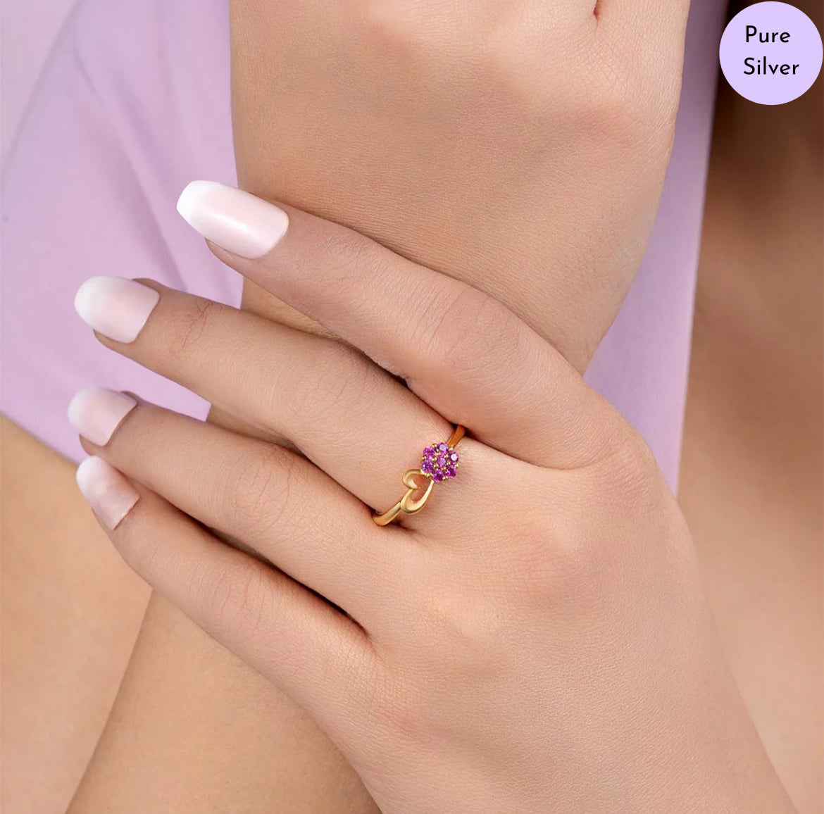 Rosy Gleam Gold Plated 925 Sterling Silver Ring