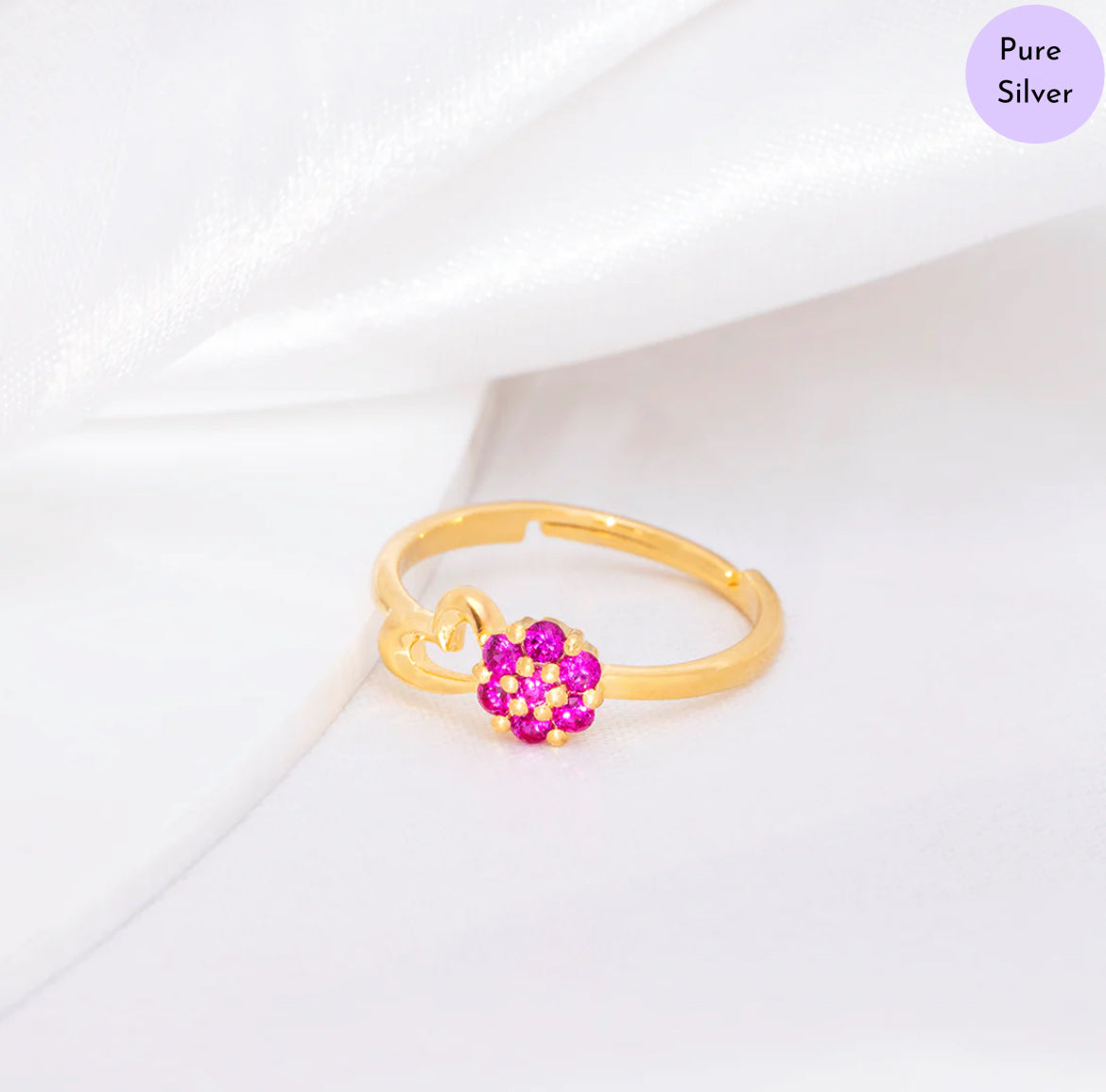 Rosy Gleam Gold Plated 925 Sterling Silver Ring