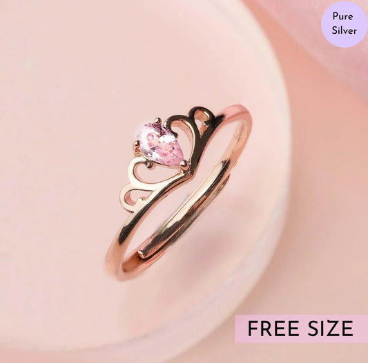 Crowned Grace 925 Silver Ring in Rose Gold (Adjustable)