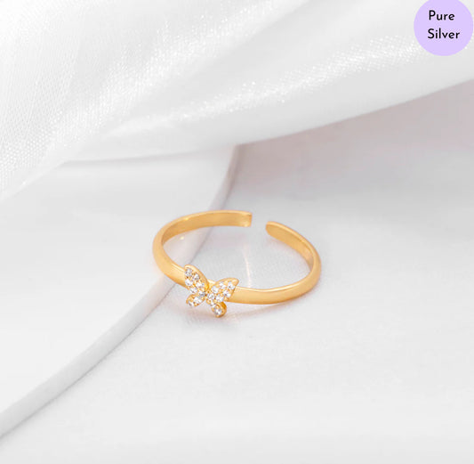 Dancing Dazzle Gold Plated 925 Sterling Silver Ring