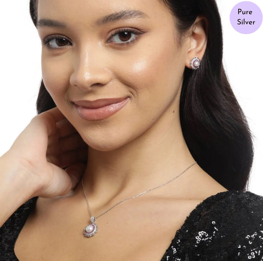 Royal Bloom Rhodium-Plated 925 Sterling Silver Jewelry Set