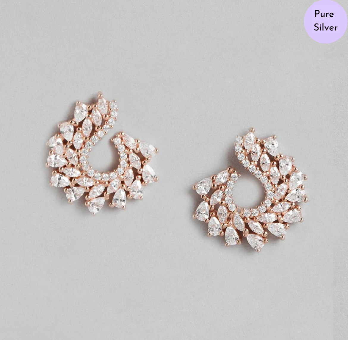 Amber Leaf Rose Gold-Plated 925 Sterling Silver Jewelry Set