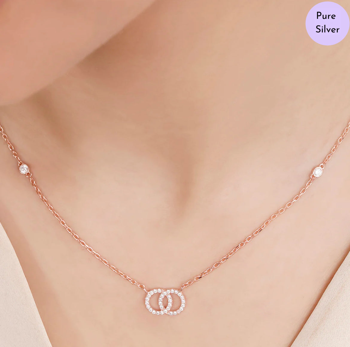 Willow Kiss Linked Rose Gold Plated 925 Silver Jewellery Set