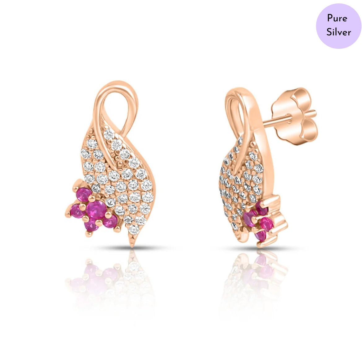 Peacock Glint Rose Gold Plated 925 Sterling Silver Jewellery Set