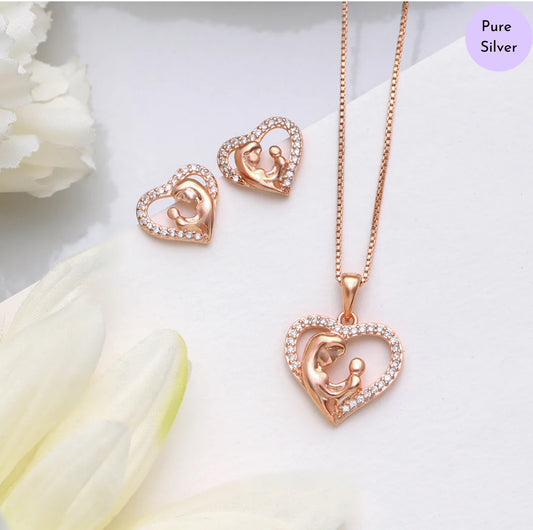 Blush Majesty Rose Gold Plated 925 Sterling Silver Jewelry Set