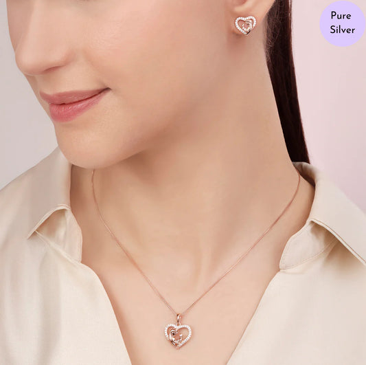 Blush Majesty Rose Gold Plated 925 Sterling Silver Jewelry Set