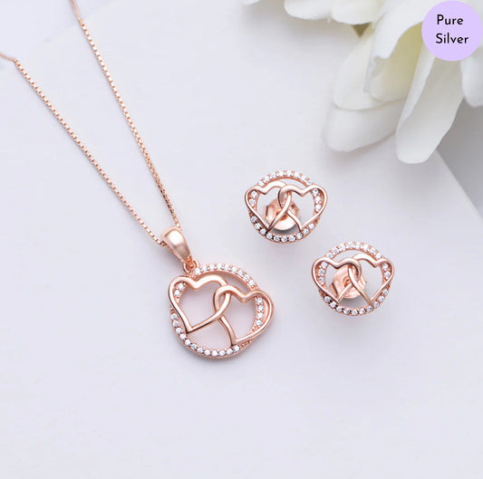 Aurora Crest Rose Gold Plated 925 Sterling Silver Jewelry Set