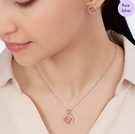 Aurora Crest Rose Gold Plated 925 Sterling Silver Jewelry Set