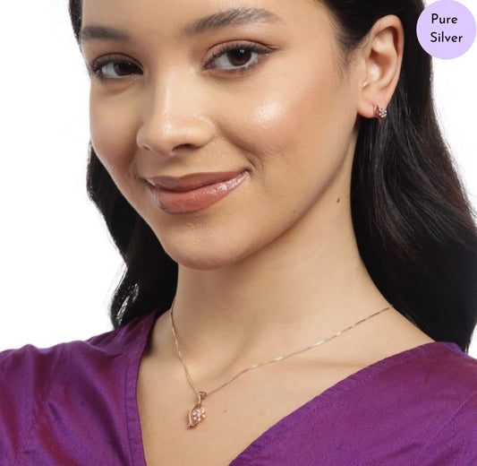 Radiant Tail 925 Sterling Silver Flower Pattern Jewelry Set