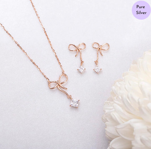 Loop of Love Rose Gold Plated 925 Sterling Silver Jewelry Set