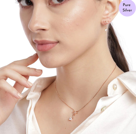 Loop of Love Rose Gold Plated 925 Sterling Silver Jewelry Set