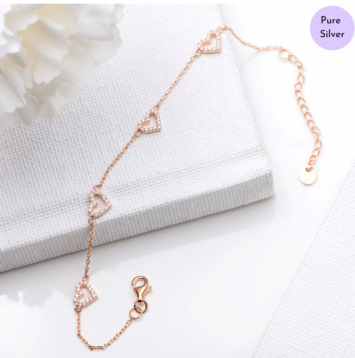 Tied Elegance 925 Sterling Silver Rose Gold-Plated Bracelet