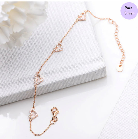 Tied Elegance 925 Sterling Silver Rose Gold-Plated Bracelet