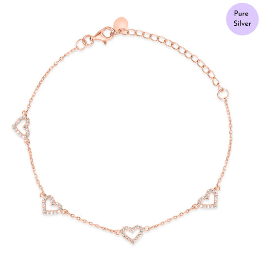 Tied Elegance 925 Sterling Silver Rose Gold-Plated Bracelet