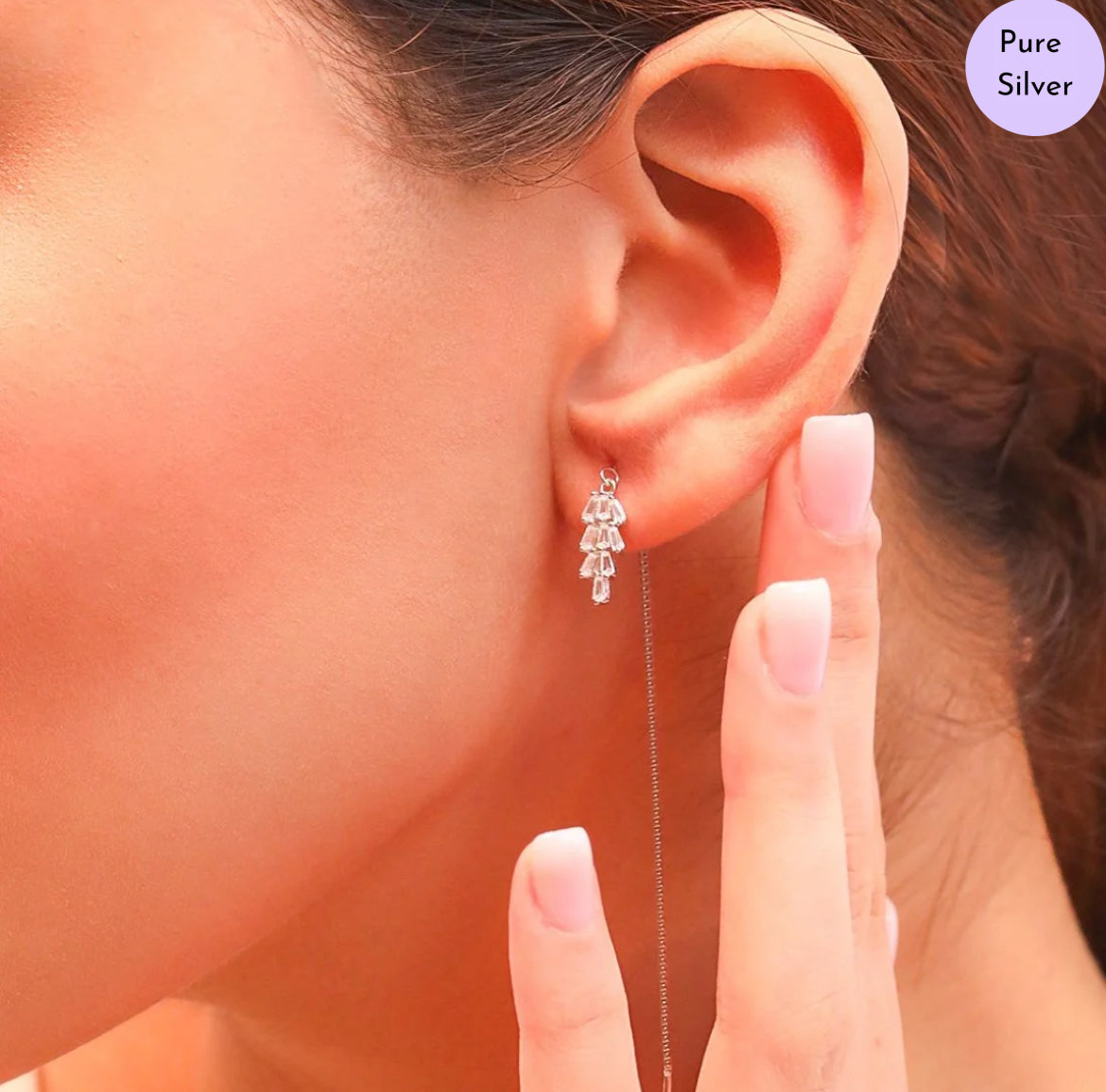 Hanging Charm 925 Silver Earrings