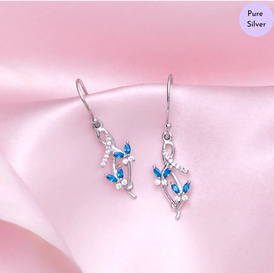 Sapphire Whisper Rhodium Plated 925 Sterling Silver Earrings