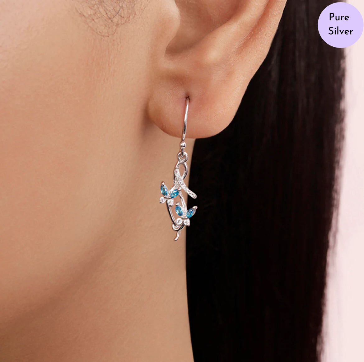 Sapphire Whisper Rhodium Plated 925 Sterling Silver Earrings