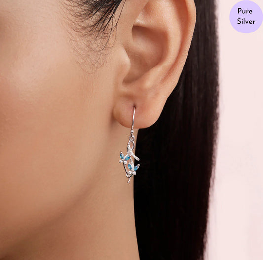 Sapphire Whisper Rhodium Plated 925 Sterling Silver Earrings