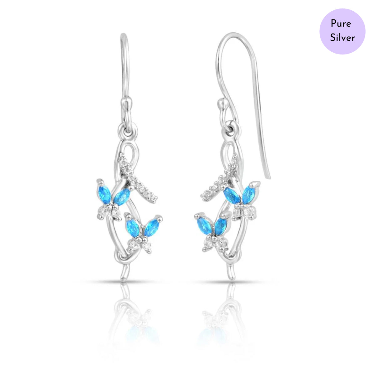 Sapphire Whisper Rhodium Plated 925 Sterling Silver Earrings
