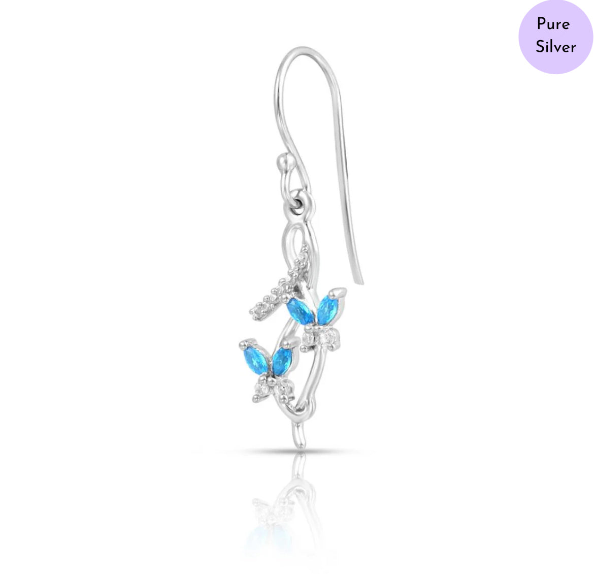 Sapphire Whisper Rhodium Plated 925 Sterling Silver Earrings