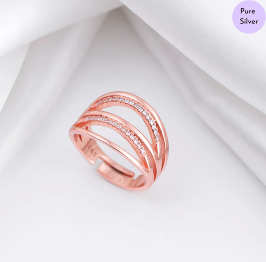 Luxe Intertwine Rose Gold Plated 925 Sterling Silver Ring