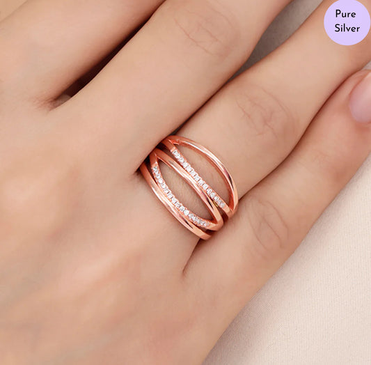 Luxe Intertwine Rose Gold Plated 925 Sterling Silver Ring