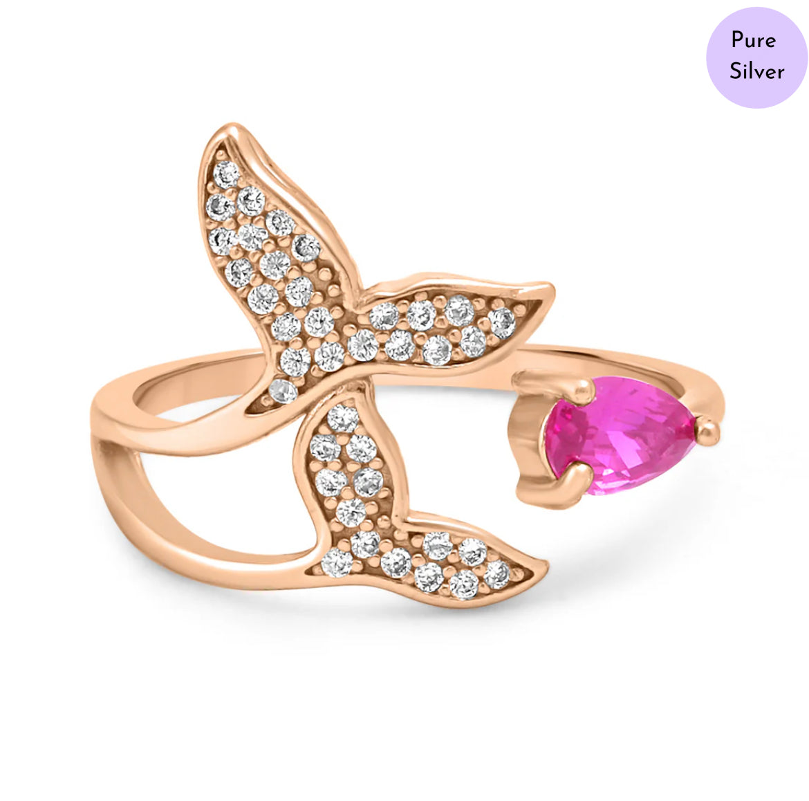 Frosted Leaf Rose Gold Plated 925 Sterling Silver