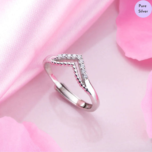 Cherished Heart CZ Rhodium-Plated 925 Sterling Silver Ring