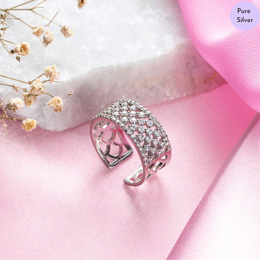 Serenity Twist Rhodium-Plated 925 Sterling Silver Abstract Ring