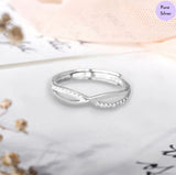 Forever Sparkle Rhodium-Plated 925 Sterling Silver Infinity Ring