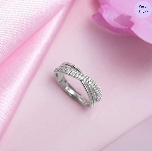 Divine Elegance Rhodium Plated 925 Sterling Silver Women's Ring