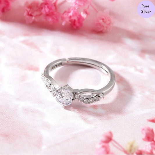 Shimmering Dream CZ Rhodium-Plated 925 Sterling Silver Female Ring