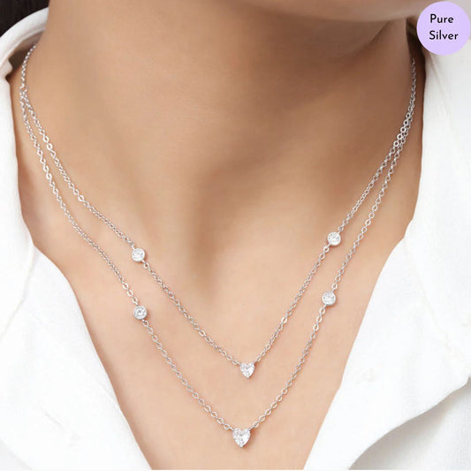 Heart Essence Rhodium Plated 925 Sterling Silver Necklace