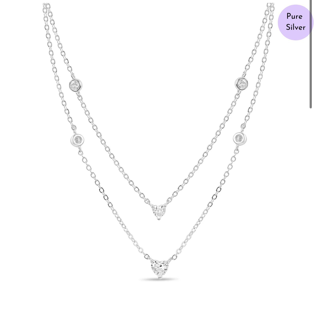 Heart Essence Rhodium Plated 925 Sterling Silver Necklace