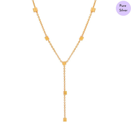 Refined Square Gold-Plated 925 Sterling Silver Necklace
