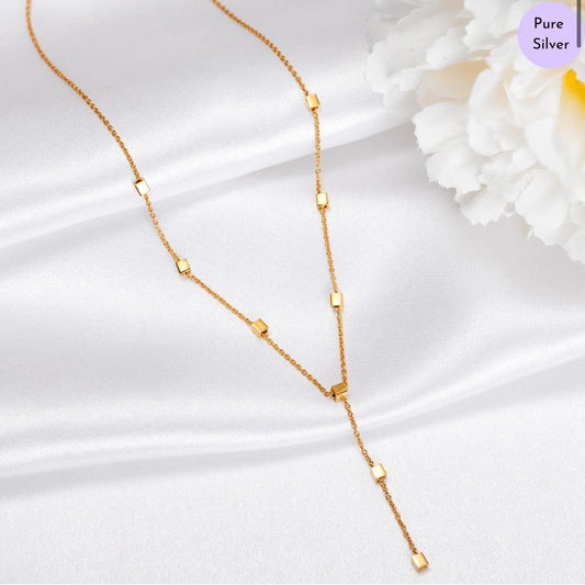 Refined Square Gold-Plated 925 Sterling Silver Necklace