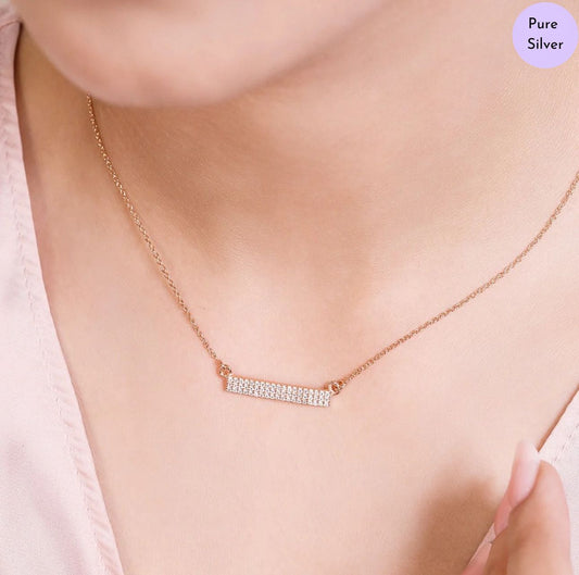 CZ Glide Gold Plated 925 Sterling Silver Necklace