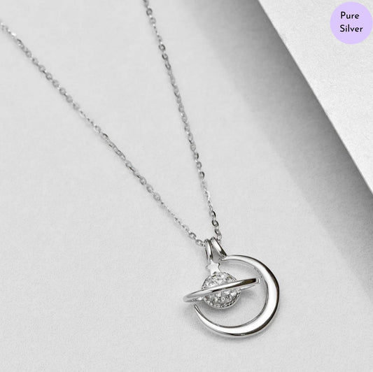 Saturna & Selene 925 Sterling Silver Rhodium Plated Necklace