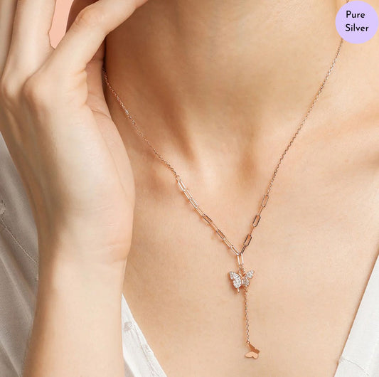 Rosaflora Rose Gold Plated 925 Sterling Silver Drop Necklace