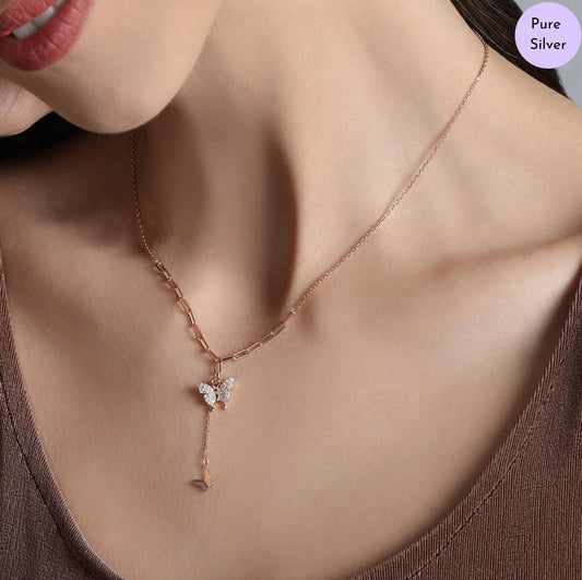 Rosaflora Rose Gold Plated 925 Sterling Silver Drop Necklace