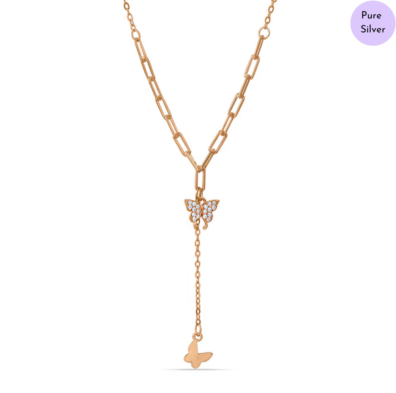 Rosaflora Rose Gold Plated 925 Sterling Silver Drop Necklace