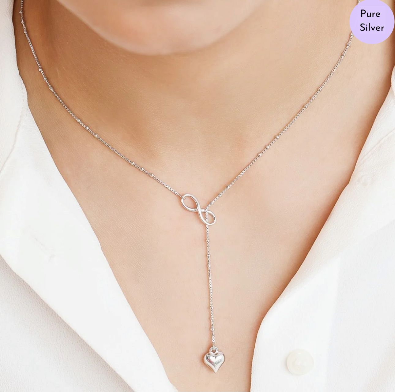 Infinite Love 925 Sterling Silver Rhodium Plated Necklace