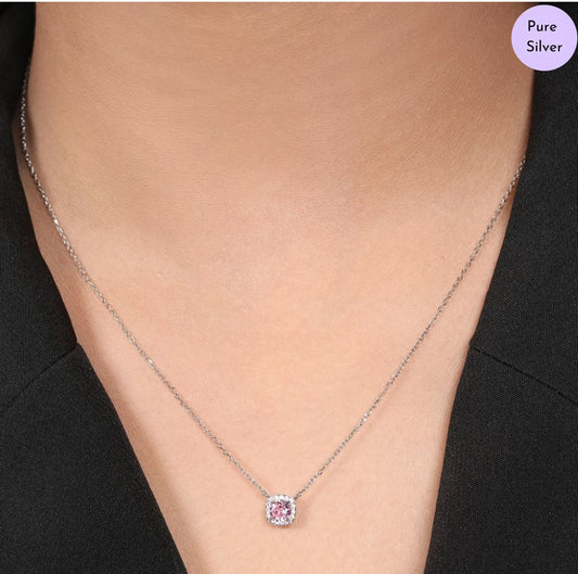 Celeste Circle hodium Plated 925 Sterling Silver Necklace