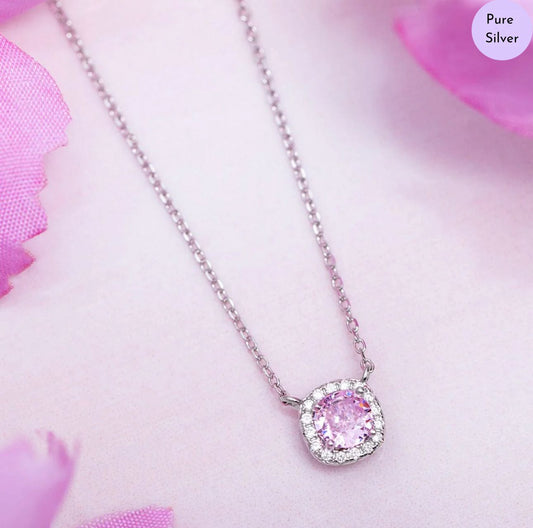 Celeste Circle hodium Plated 925 Sterling Silver Necklace