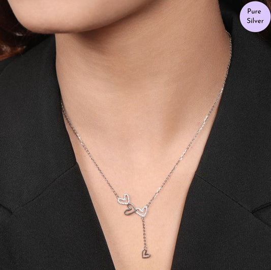 Delicate Heart Rhodium Plated 925 Sterling Silver Necklace
