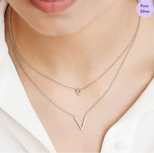 Twin Gleam Chain Rhodium Plated 925 Sterling Silver Necklace